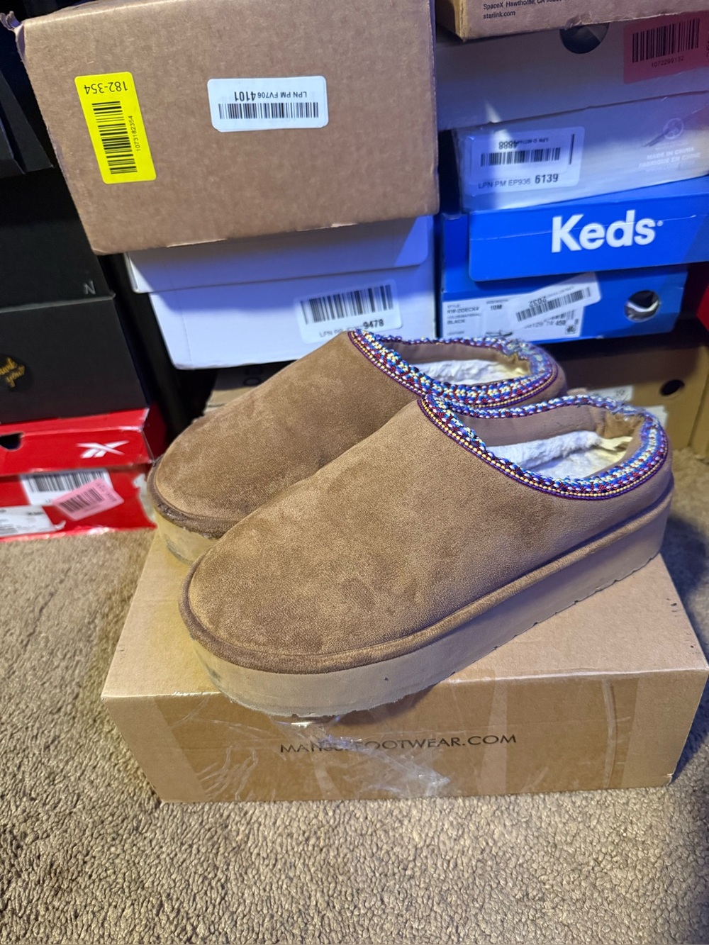 Steve Madden Cozy Suede Slip-On Mules in Brown